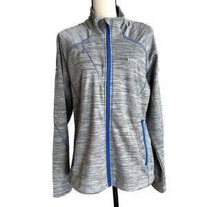 NORTH END SPORT Ladies Gray Jacket Blue Trim Full Zip Thumb Hole Cuffs XL/TG